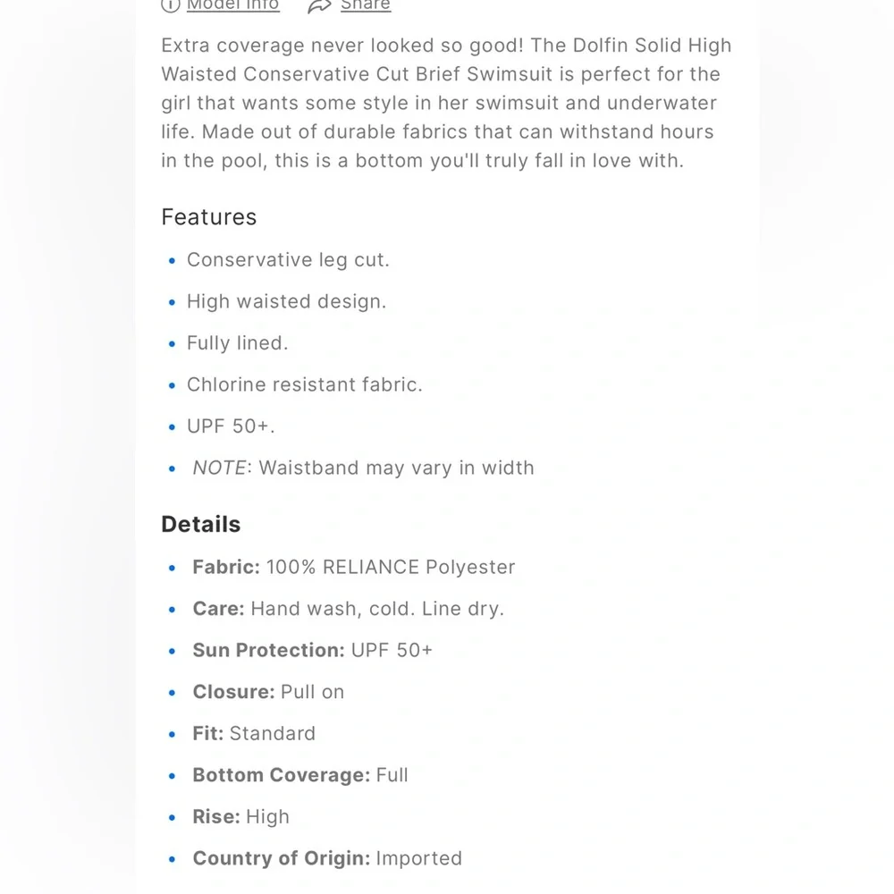 Dolfin Aquascape High Wasted Women’s Brief Size Large Black - Picture 3 of 3